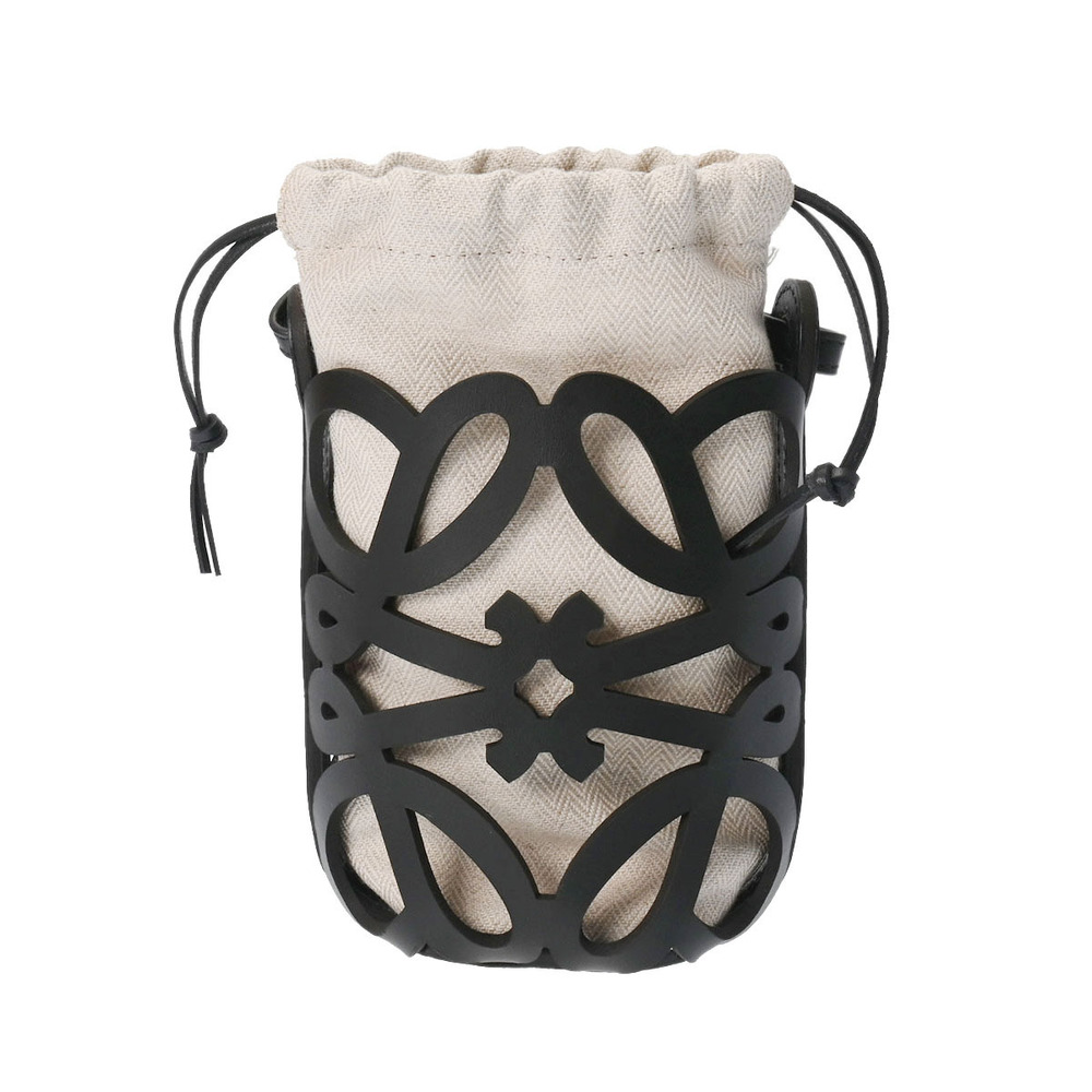 LOEWE Anagram Cutout Black Calfskin Shoulder Bag - Picture 1 of 11